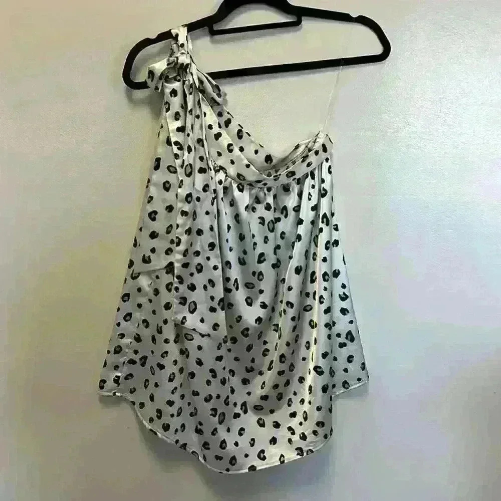 Faux silk one shoulder top size small